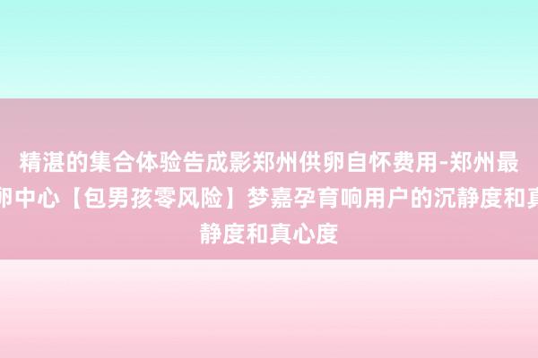 精湛的集合体验告成影郑州供卵自怀费用-郑州最大供卵中心【包男孩零风险】梦嘉孕育响用户的沉静度和真心度